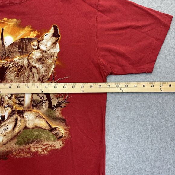 OutdoorLife Wolf Nature Graphic T-Shirt Mens Medium M Red Sunset Wasteland Tee - Picture 6 of 7